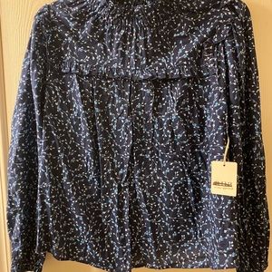 Ana womens top size XL, blue cotton blousy NWT